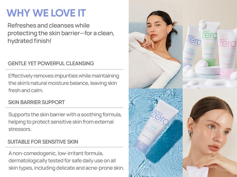 Banila Co Clean It Zero Calming Foaming Facial Cleanser | Soothing & Hydrating for Sensitive Skin
