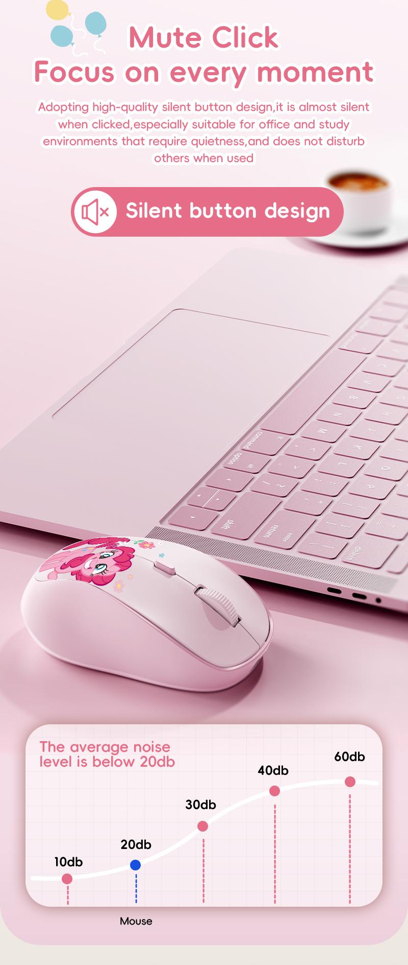 My Little Pony M02 Wireless Mouse Ergonomic Design 2.4 GHz Silent Operation Adjustable DPI Portable Universal Gift for Birthdays Valentine's Day Pink Stickers Slim Mouse TikTokShopHolidayHaul
