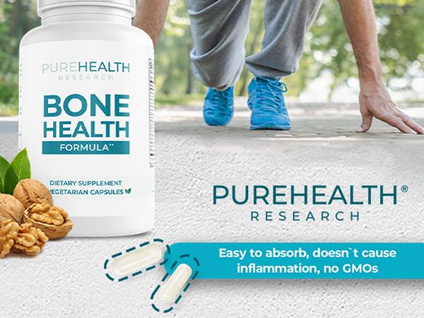 Bone Health Formula by PUREHEALTH RESEARCH - Calcium and Magnesium Supplement - Bone Strength Supplements with Plant Based Calcium Citrate, Potassium Magnesium - Bone & Joint Vitamins for Women & Men - 150 Capsules Healthcare Fitness Dietary Bone Health Formula by PUREHEALTH RESEARCH - Calcium and Magnesium Supplement - Bone Strength Supplements with Plant Based Calcium Citrate, Potassium Magnesium - Bone & Joint Vitamins for Women & Men - 150 Capsules Healthcare Fitness Dietary