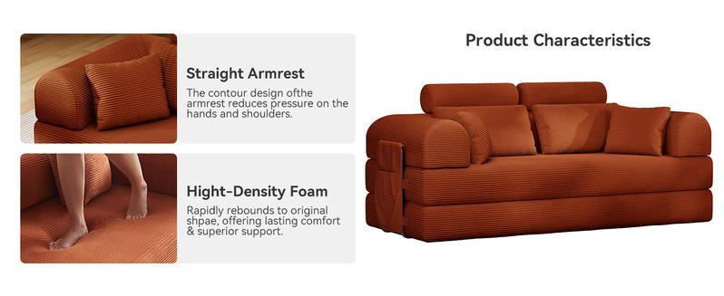 5-in-1 Reinforced Folding Sofa Bed | 79" Steel Support Frame with High-Resilience Memory Foam | Sturdy & No Tools Needed for Family Living Room 5-in-1 Reinforced Folding Sofa Bed | 79" Steel Support Frame with High-Resilience Memory Foam | Sturdy & No Tools Needed for Family Living Room