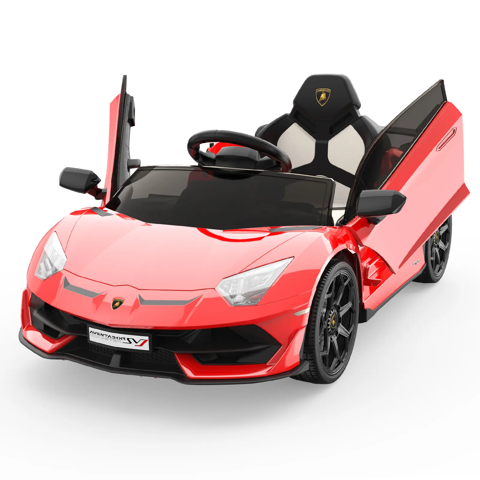 Licensed 12V Lamborghini Electric Ride-On Car for Kids – Battery Powered Sports Car Toy with Remote Control, 2 Speeds, LED Headlights, Hydraulic Doors, MP3 Player, for Boys & Girls