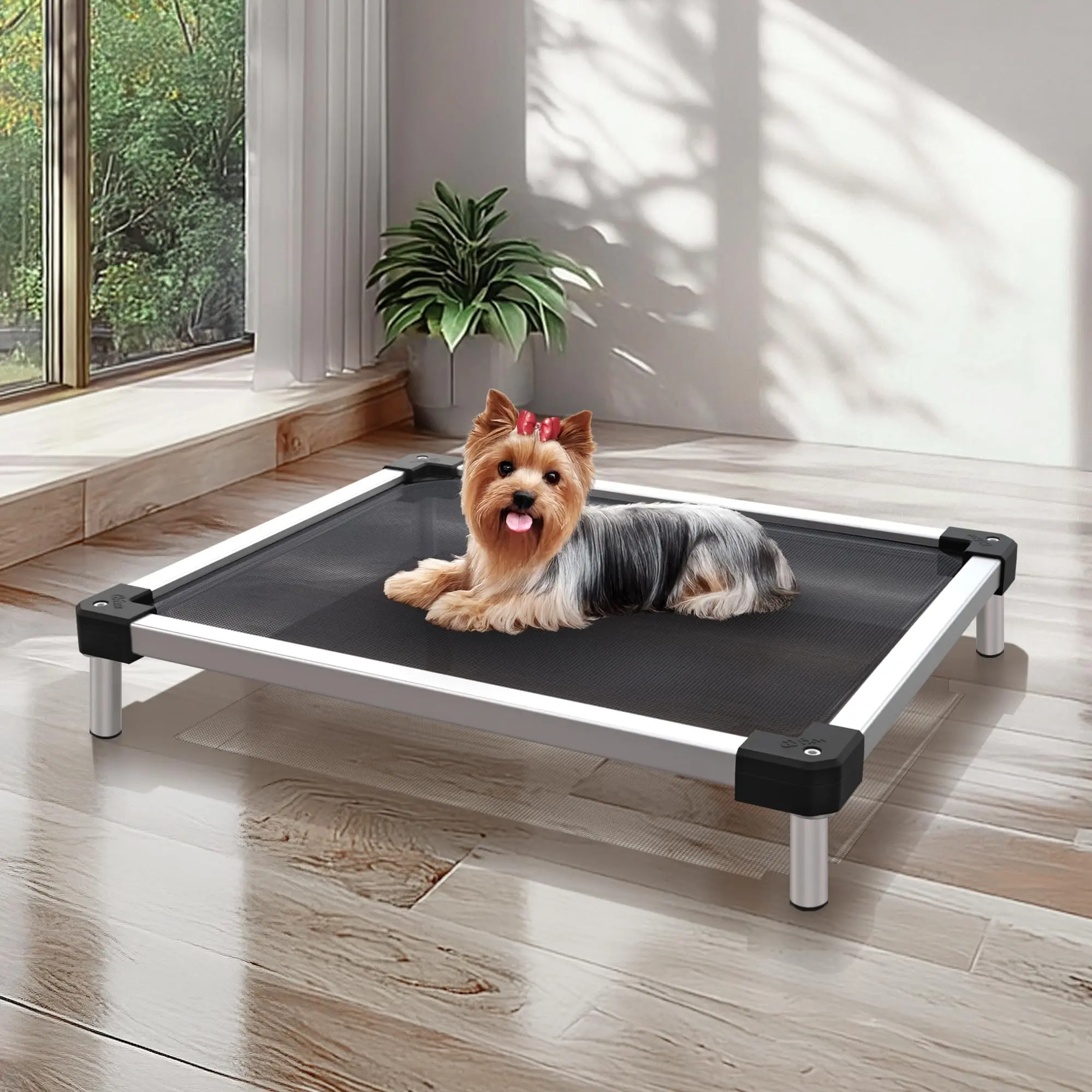 FXW TitanNest Chew-Proof Elevated Dog Bed, Raised Cot for Indoor/Outdoor/Camping Use, Durable & Waterproof Cooling Pet Bed, Black