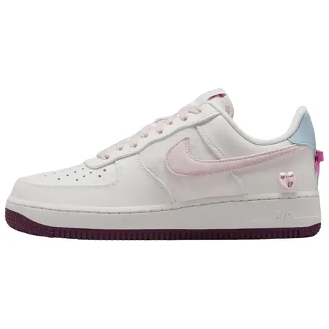 NIKE Women's Air Force 1 'Valentine's Day' 2026 Premium Leather Low-Top Casual Athletic Trainers - Solid Red and White Walking Shoes, US W 10, Modern Women's Shoes, True To Size, Light Activity, Girlfriend Gift