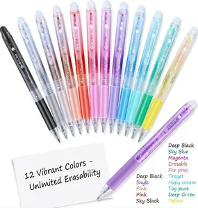 Erasable Gel Pens, Medium Point 0.7 mm Erasable Pens, Make Mistakes Disappear for Drawing Writing Planner, Pack of 12 Assorted Colors, Back-to-School