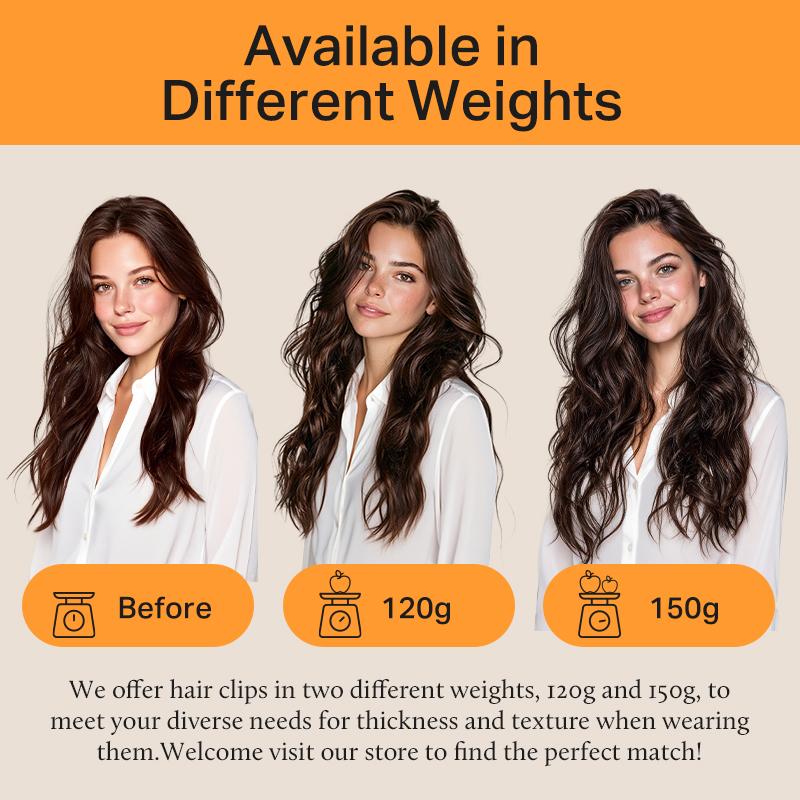 Doores Clip in Hair Extensions 120g/7pcs 150g/9pcs 100% Human Hair Straight for Daily Use