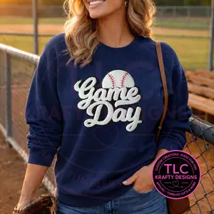 Game Day Chenille Patch Sweatshirt, Baseball Game Day Sweatshirt, Sports Mom Sweatshirt