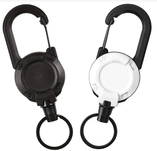 2pcs Heavy Duty Retractable Keychain,Retractable Heavy Duty Badge Reels Set,Multitool Carabiner Badge Holder,Tactical ID Badge Reel with 23.6” Steel Retractable Cord for Men and Women Metal