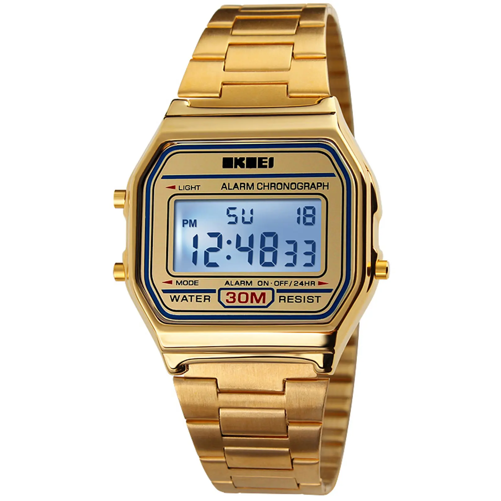 Men's Quartz Digital Watch - Gold Stainless Steel, Backlit, Multifunction Chronograph, Waterproof, Sporty with a Sleek Gold Tone, Men's Accessories, Adjustable Multi-Function Wrist Watch, Adjustable Multi-Function Wrist Watches