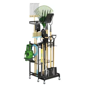 Garden Tool Organizer on Wheels with 8 Hooks