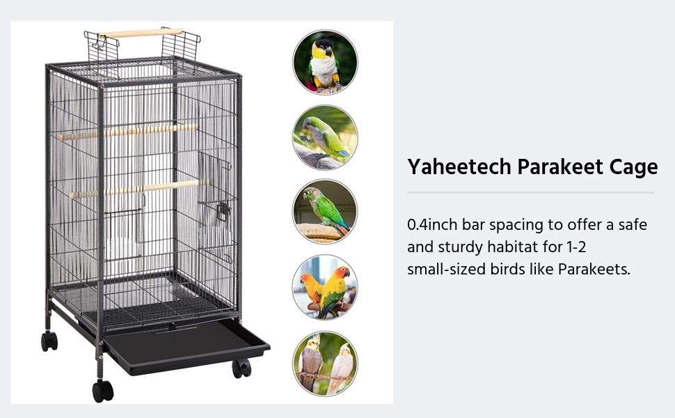 Yaheetech 40-Inch Wrought Iron Bird Cage with Rolling Stand Open-Top Parrot Cage For Small-Sized Birds