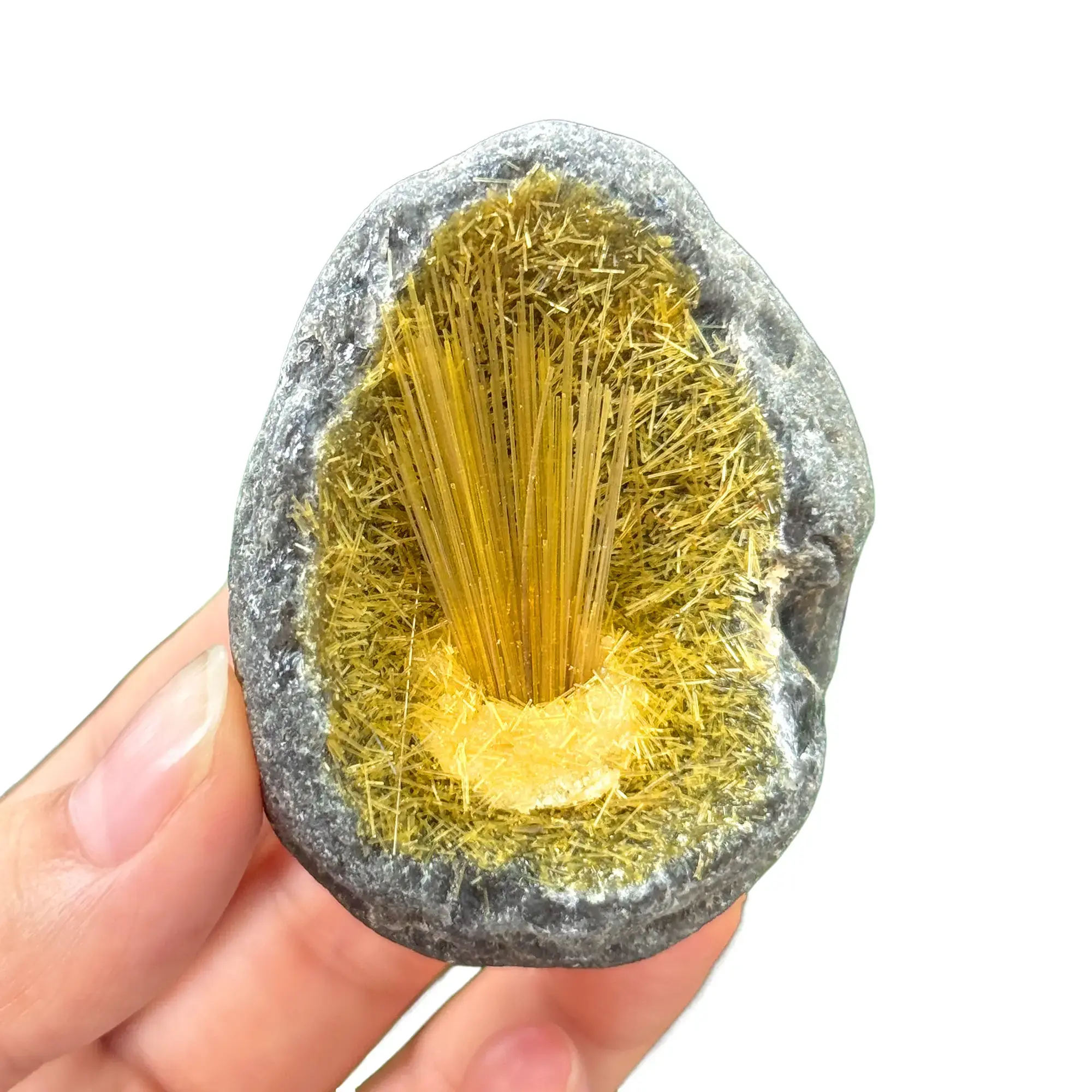 60-80g Rare Yellow Magnetite-Goethite Quartz Crystal Cluster Ironstone Yellow Copper Ore, Energy Protection Natural Crystal Decorations, Gemstone Specimen Home Accent, Gemstone Specimen Natural Crystal Decorations