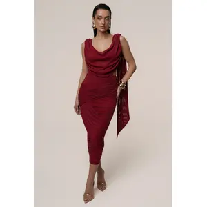 Red Divine Drape Skirt Set