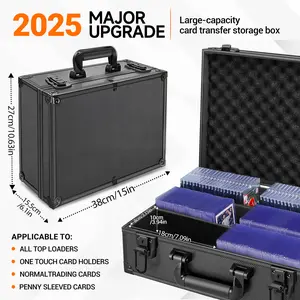 2 Packs Trading Cards Storage Box For 3" X 4" 35pt Rigid Card toploaders, With Safety Lock Settings, Sports Card Storage Boxes For Trading Cards, For PSA BGS SGC Top Loads Sports Card, Waterproof Hardboard Box