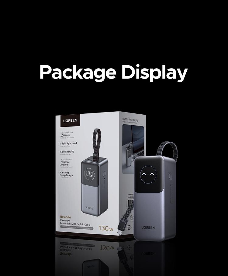 UGREEN Nexode Power Bank 20000mAh 130W Portable Charger Built-in USB C Cable, Pack with TFT Smart Display for MacBook/iPad/iPhone 17 16/Samsung S24 and More ,September Restock，TikTokShopBlackFriday ,TikTokShopJumpstartSale