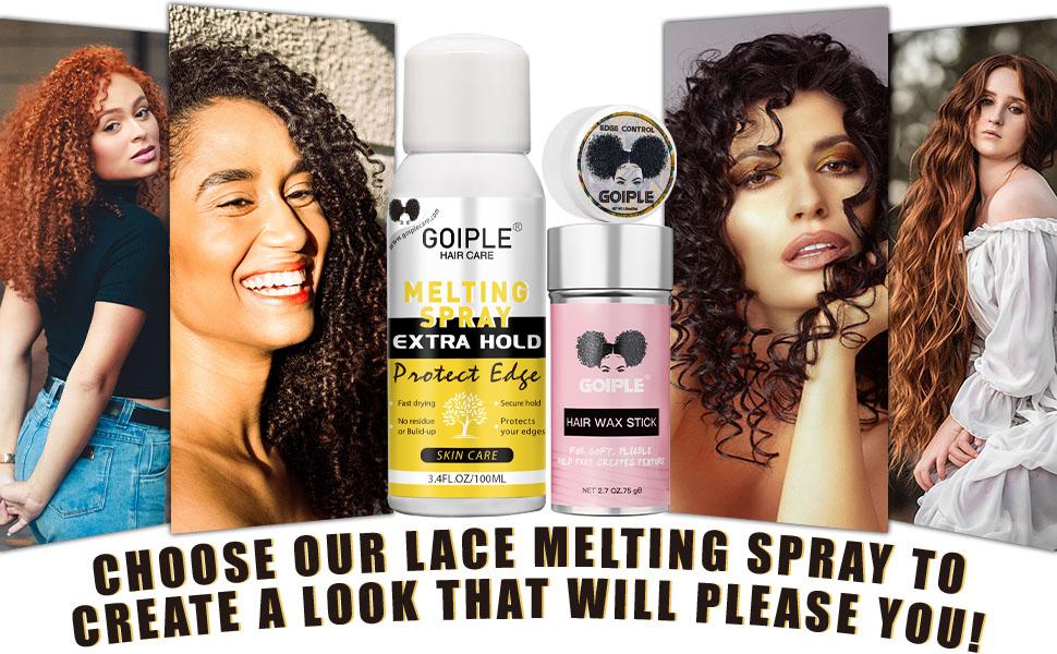 Lace Melting Spray for Wigs - Strong Hold Clear Hair Adhesive for Lace Fronts and Closures, Natural Hold with Control,Hair Wax Stick Gel Haircare
