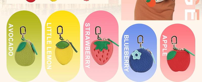 Fruit Shape Cherry Design Fruit Charm Coin Purse Blueberry Peach Cute Key Chain Mini Pouch Wallet Gift For Airtag Girl Women bag charms purse charms bag charm purse accessories cherry charm for bag