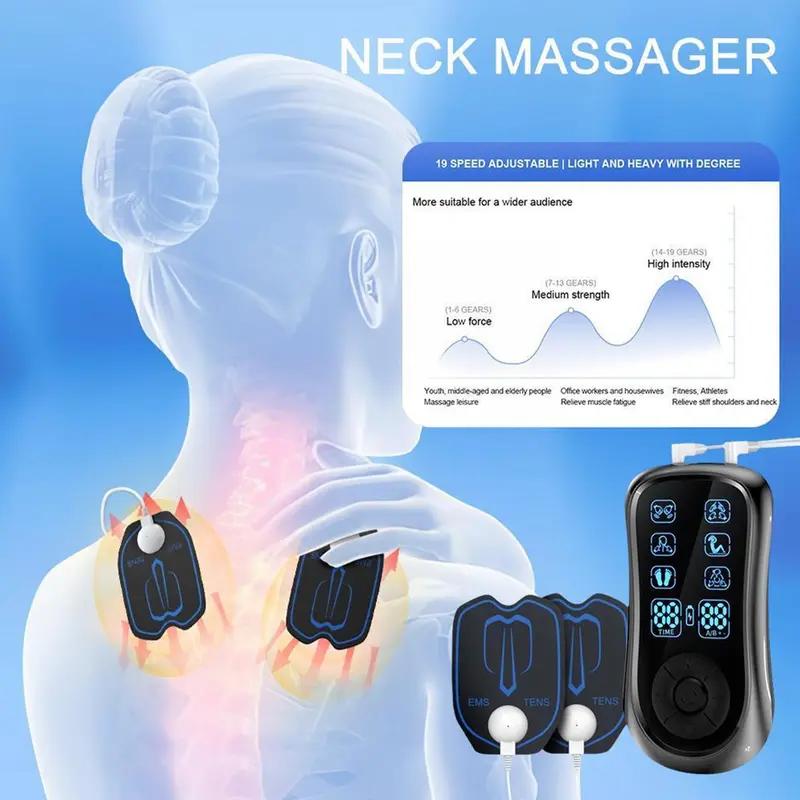 Muscle Massage Unit, 10 Modes Dual Channel, 30 Intensity Levels, Compact Rechargeable Body Massager with 4 Pads