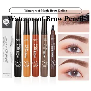 4 Split Tip Water Eyebrow Pencil Waterproof Magical Brow Pen Eye Brow Contouring Pen Quad Forked Liquid Eyebrow Pencil 5-piece Set