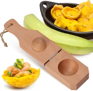 Wooden Tostonera Toston Maker for Stuffing Tostones Tostonera Plantain Solid Wood Masher Plantain Press Smasher 2" Cup Deep plantain baskets Maker