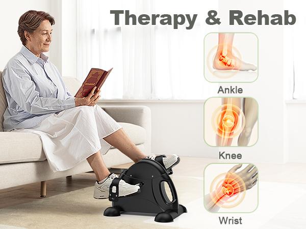 FEIERDUN Desk exercise bike, suitable for indoor workouts and physical therapy, wrist, arm, and leg rehabilitation trainer with electronic display screen