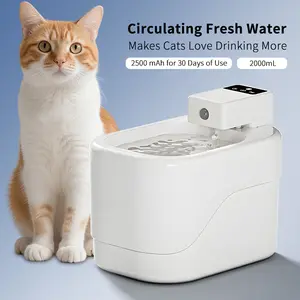 Automatic Cat Water Fountain 2L, Wireless Motion Sensor Pet Water Dispenser, Anti-Dry Burn Protection, Quiet Water Feeder with Filter