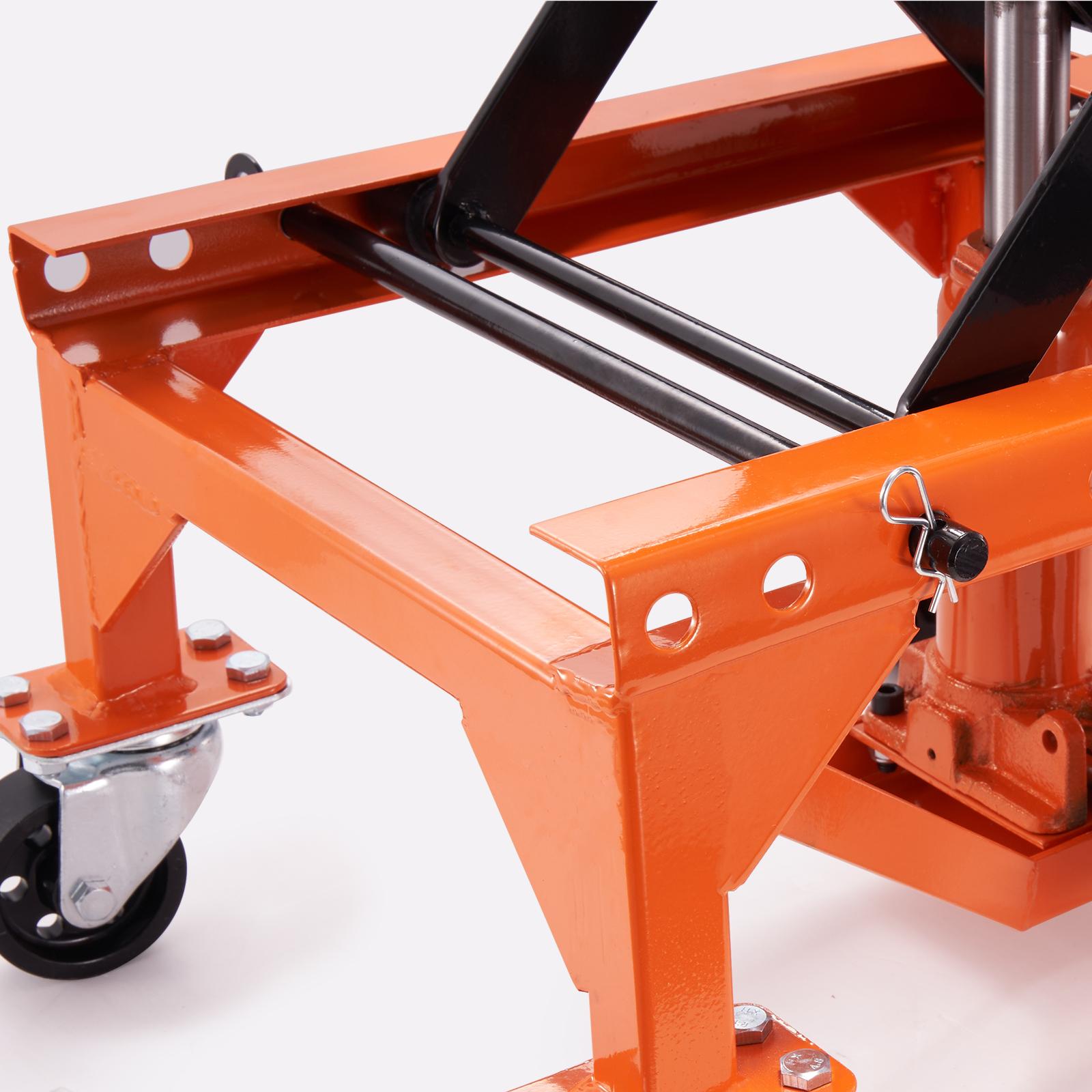 【Super Brand Day】VEVOR Hydraulic Motorcycle Lift Table, 350 LBS Capacity Motorcycle Scissor Jack Lift with Wide Deck, J-hooks, 4 Wheels, Hydraulic Foot-Operated Jack Stand for ATV Dirt Bikes，DEALS FOR YOU