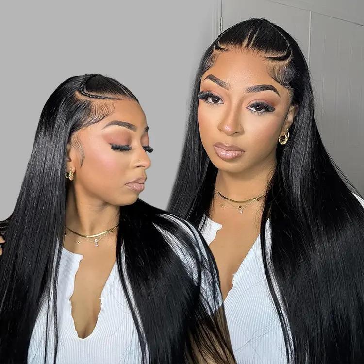[LIVE SUPER DEAL] West Kiss Pre Braided Glueless 13x4 Lace Frontal Wig Highlight Straright Hair Human Hair Wig Pre Plucked Pre Everything Wig