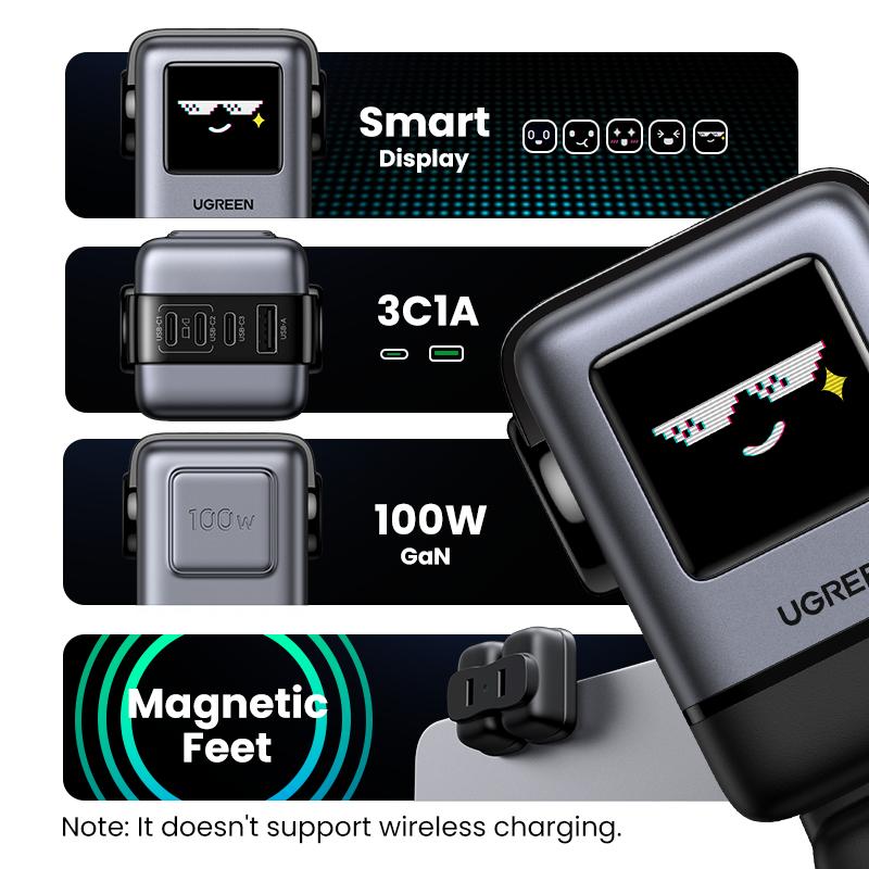 UGREEN Uno 100W Robot Charger Bundle with 100W 3.3 FT Fast Charging Cable, Fast Charging for Macbook, iPhone 17/16 Pro Max, Samsung,September Restock，TikTokShopBlackFriday ,TikTokShopJumpstartSale