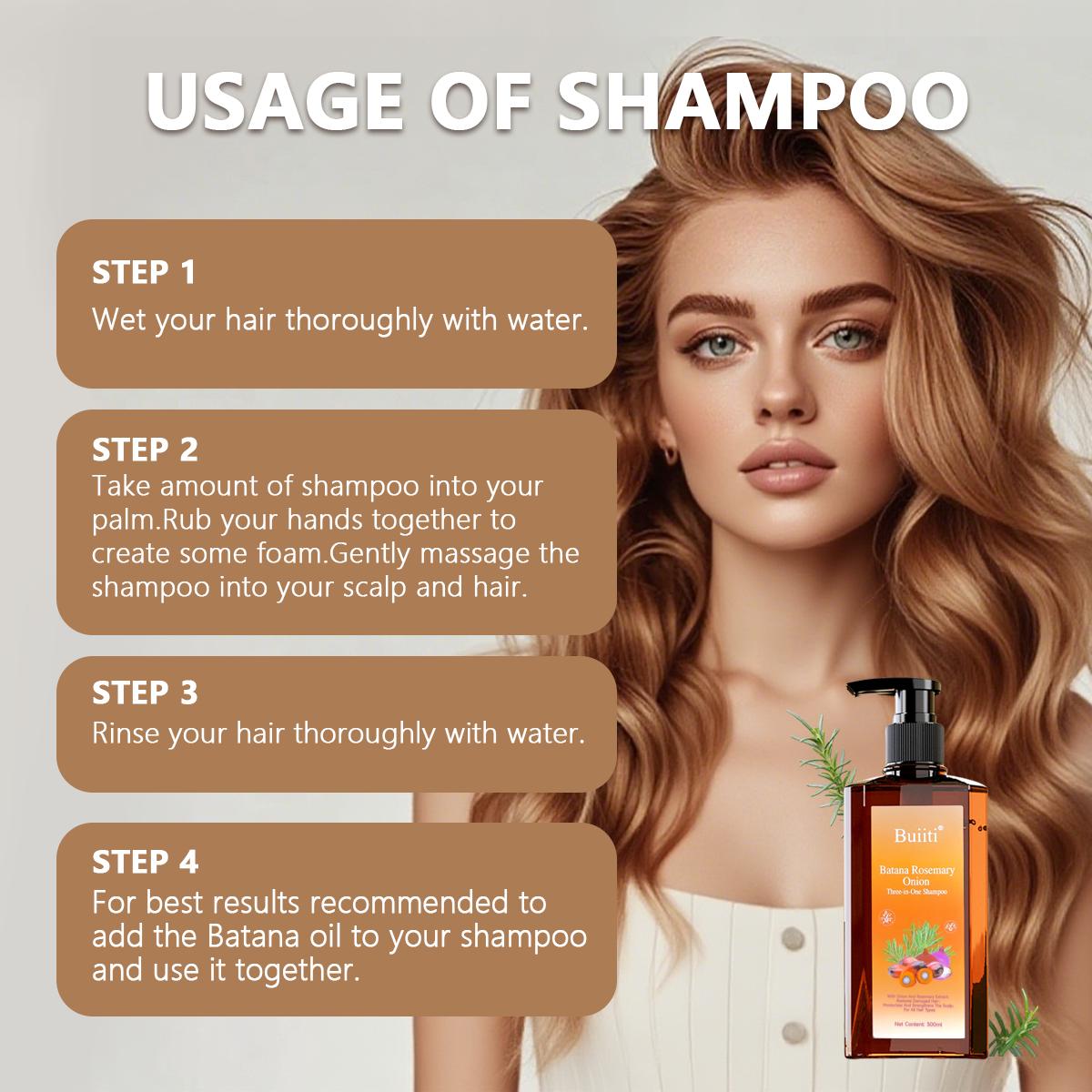 【Buy 1 Get 1 Free】Buiiti Batana Rosemary & Onion 3-in-1 Shampoo – For All Hair Types | Nourishes, Strengthens, and Promotes Natural Hair Growth | Thickening & Comforting Haircare