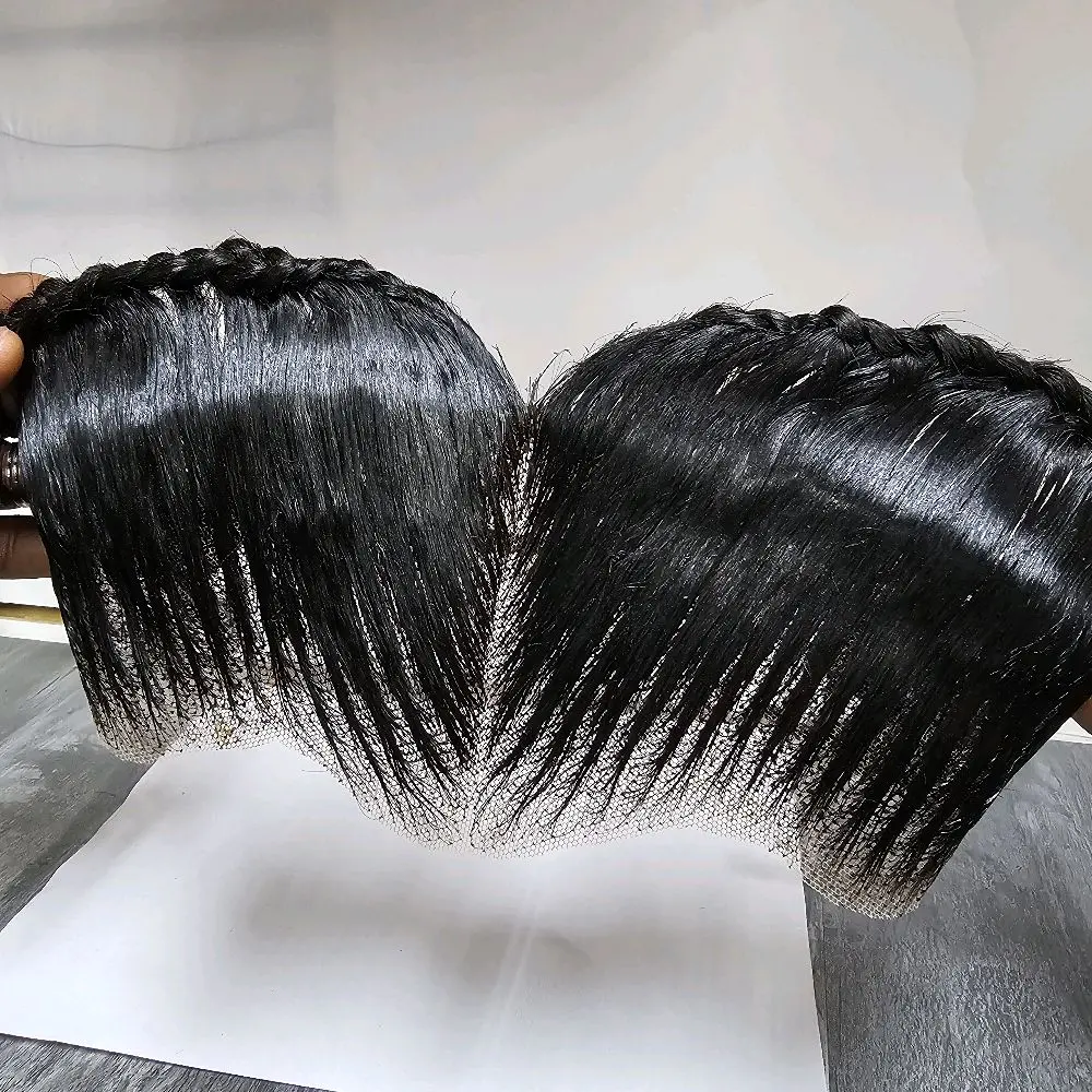 Ready To Wear Glueless Gele Turban Frontals 13×4 Human Hair Full Frontal with Design Color 1B Off Black for Stylish Looks