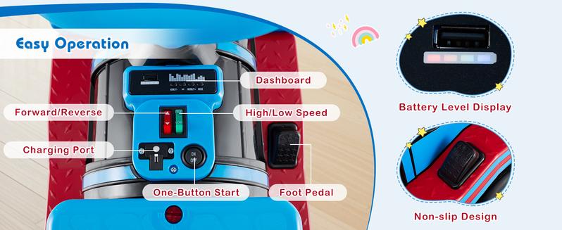 Costway Ride on Train Trackless, 12V 2-Seater Ride on Toy with Train Whistle, LED Lights, Music & Removable Chair, Electric Train w/One-Button & Soft Start, Gift for Boys & Girls,Christmas Festival Gift Black Friday Cyber Monday