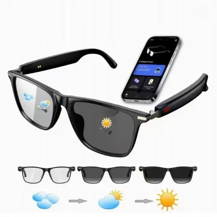 Adult AI Smart Glass Eyewear - AI Smart Glasses with ChatGPT & Voice Control, Wireless Translation (165 Languages), Bluetooth Connectivity, Color-Change Lenses, Meeting Analysis, Music Player, Hands-Free Calls, UV & Blue Light Protection