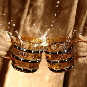 Vintage Barrel Glass Mug – Perfect for Beer, Whiskey, and Nostalgic Sips!