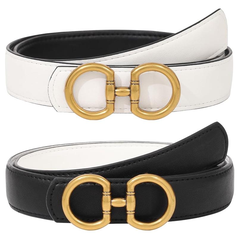 AWAYTR Reversible Belt for Women 2 in 1 Ladies Fashion Leather Belts with Horseshoe Buckle for Jeans TikTokShopBlackFriday