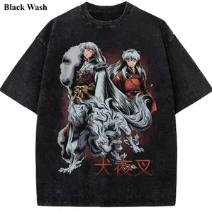 Sesshomaru Vintage Wash Tee, Inuyasha T-shirt, Anime Graphic Tees, Unisex Shirt, Anime Gift For Fan, Gym Workout Shirt, Menswear Womenswear Crew Neck Oversize Fit Heavy Cotton