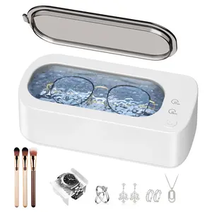 Ultrasonic Jewelry Cleaner Machine: 48KHz Ultra Sonic Cleaner for Eyeglass,Dentures,Jewelry,Rings,Watch Band,with Dual Cleaning Modes,350ML 304 Stainless Steel Tank,Gift for Mom,Daughter,Wife