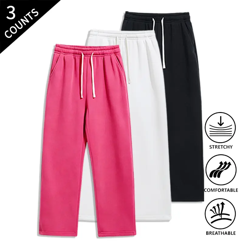 3-Pack Men’s Casual Wide-Leg Sweatpants – Soft, stretchy, breathable straight-leg pants for everyday wear and the gym