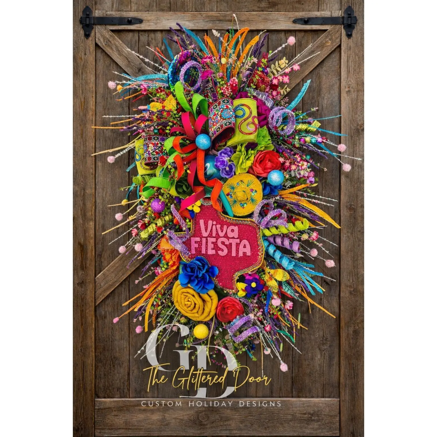 Viva Fiesta Swag Wreath - 32" Cinco de Mayo Wreath for Festive Party Decor