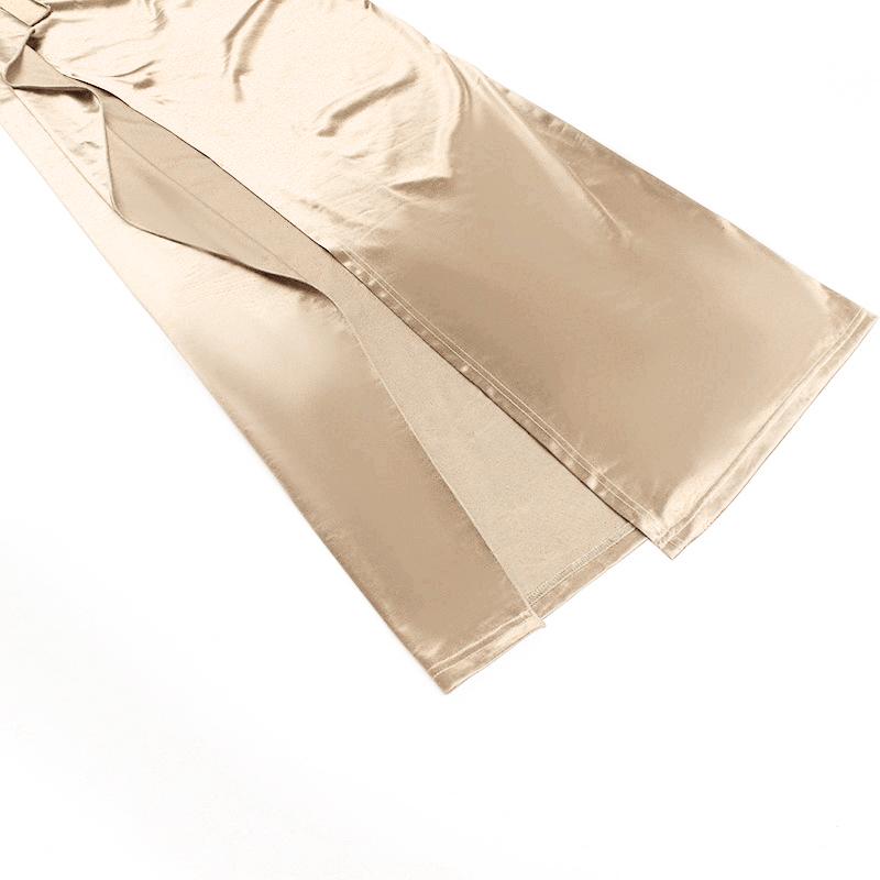 YL24531DGO-Womens Pleated Satin Evening Dress Elegant Split Maxi Formal Gown for Wedding Guest Prom Season Sexy Spring Party and Summer Gala