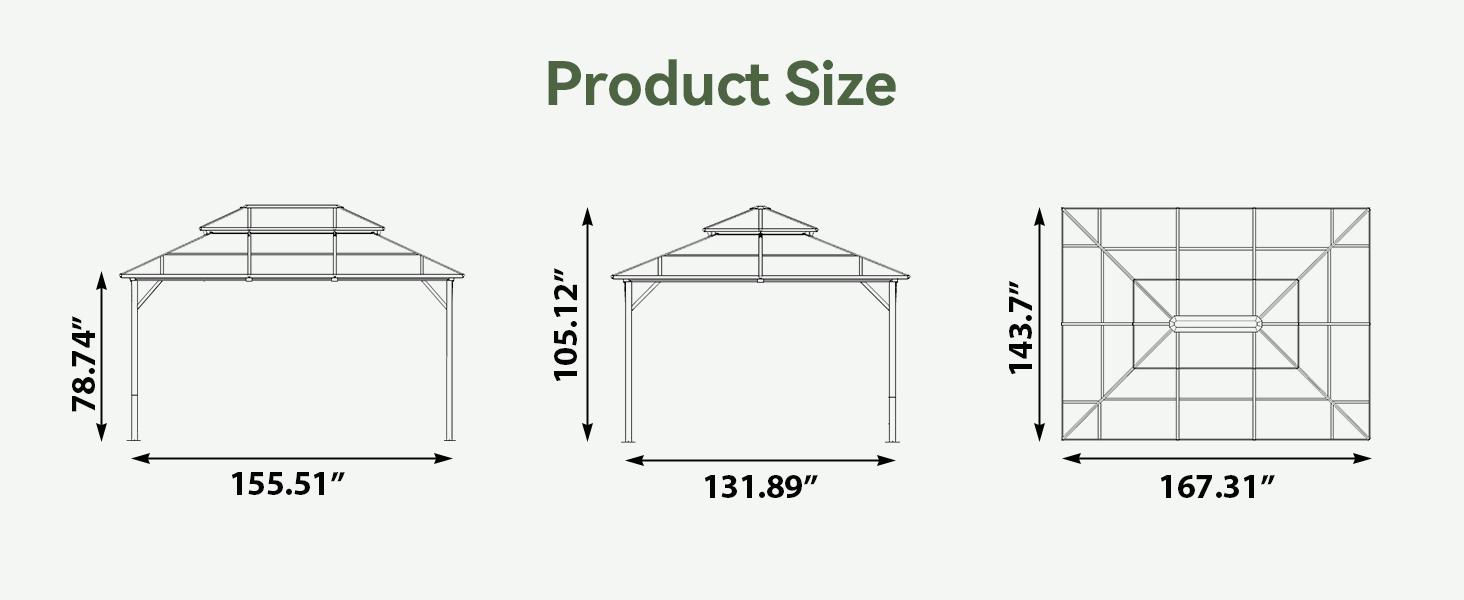 【Ships in 2 Packages】Aoxun 12'x10' Hardtop Gazebo, Aluminum Frame Permanent Pavilion with Curtains and Netting, Outdoor Polycarbonate Double Roof Canopy, Designed for Garden, Lawns, Patio, Brown
