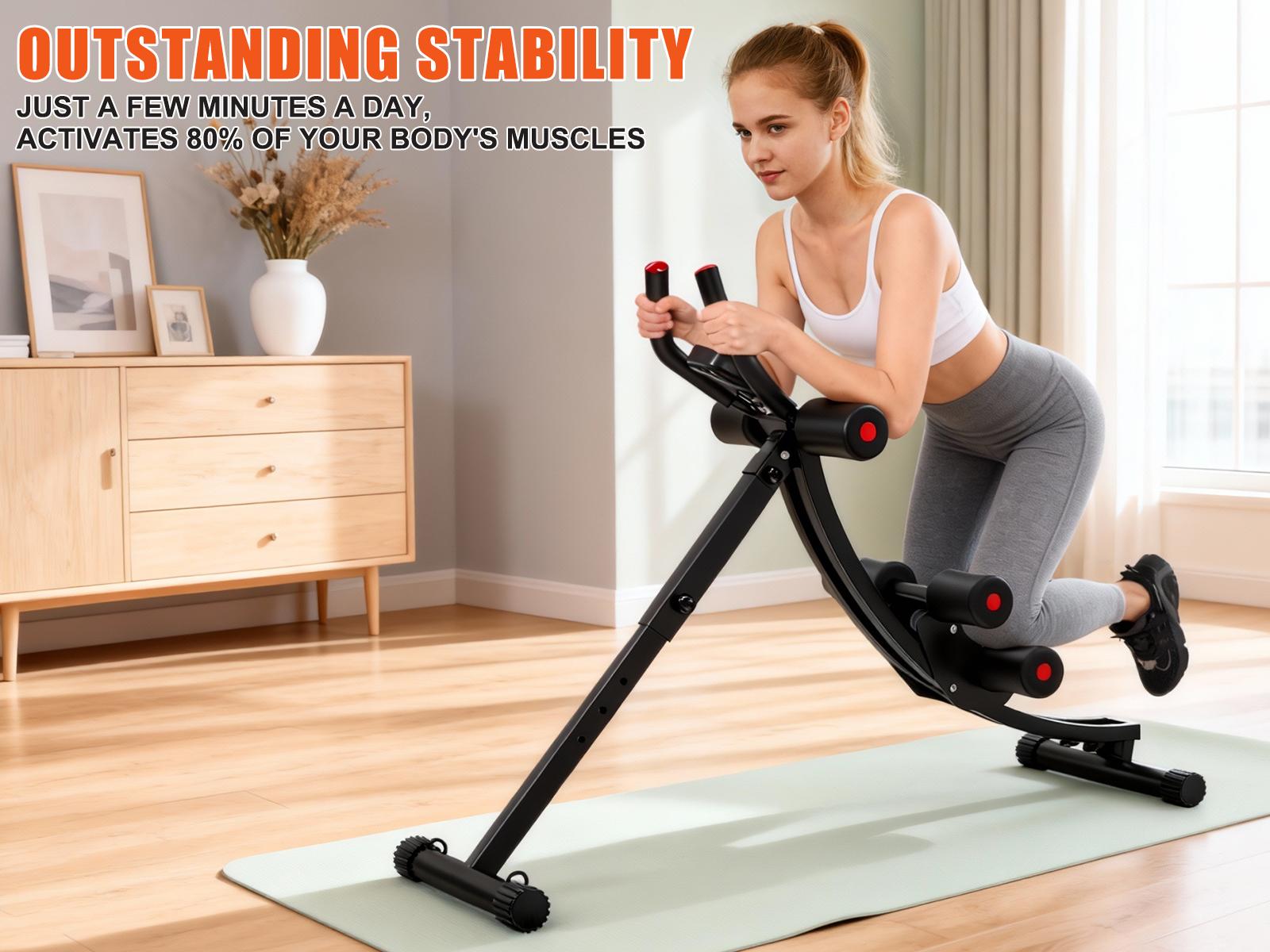 Bearbro Foldable Ab Machine – Foldable Core Workout Equipment for Home Gym with Knee Support, Fitness Equipment Max 440lbs with LCD Display