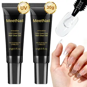 Uv Solid Nail Glue Gel 30ml UV Lamp Curing Needed Strong Nail Gel for Acrylic Fake Nails Tips Press On Nails Art Extension Low Odor No Harm Ingredient