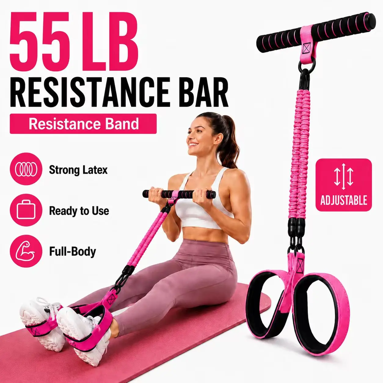 Abs Workout Equipment & Tummy Exercise Equipment - Lightweight Pedal Resistance Band with Foam Handles for Portable Home Gym Core Training, Abdominal Workout Gear, Compact, 0.5M, Pedal Loops