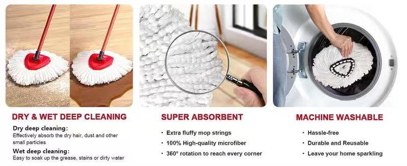 Mothersday For O-Cedar EasyWring 1 Tank System Only Mop Head & Scrub Brush Refill Bucket & Handle Microfiber Mop Heads NOT Included Perfect Suitable For All Floor Type Floor Head Mop Set with 4 Refills