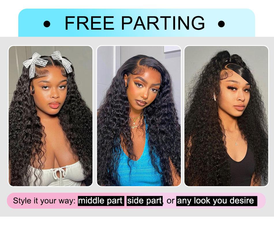 MOREFACE 13*6 Deep Wave Transparent Lace Front Human Hair Wig Kinky Curly Wigs Afro Curly PrePlucked with Baby Hair