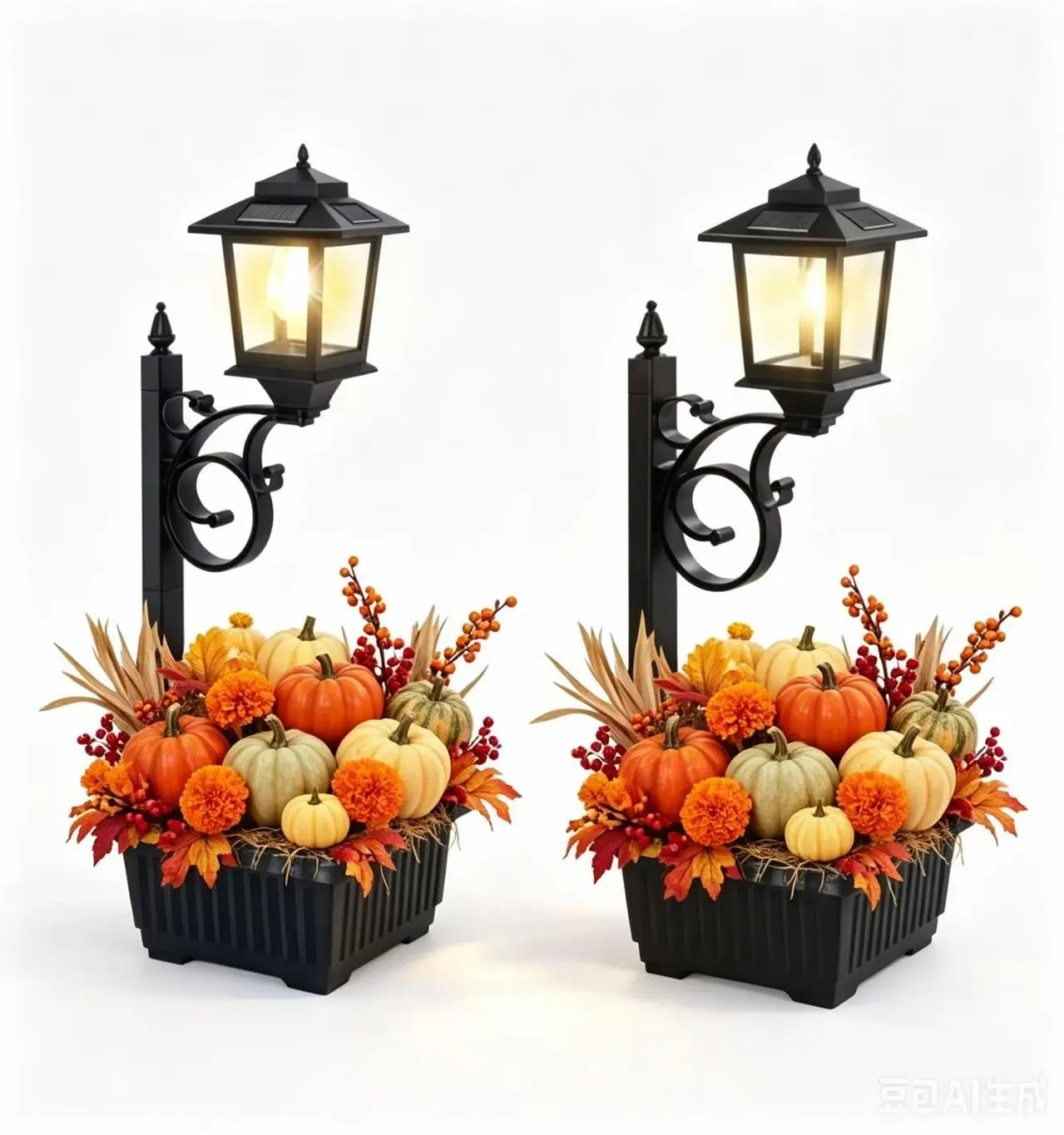 Hoodink 1/2 Pcs Solar Lamp Post Light With Planter, Patiodecor, Halloweendecor, Home Decor For Fall, Waterproof,Holiday decor,2 In 1 Outdoor Solar Post Light For Porch Front Door Patio Roadside Decoration,home decor,home essentials,camping essentials