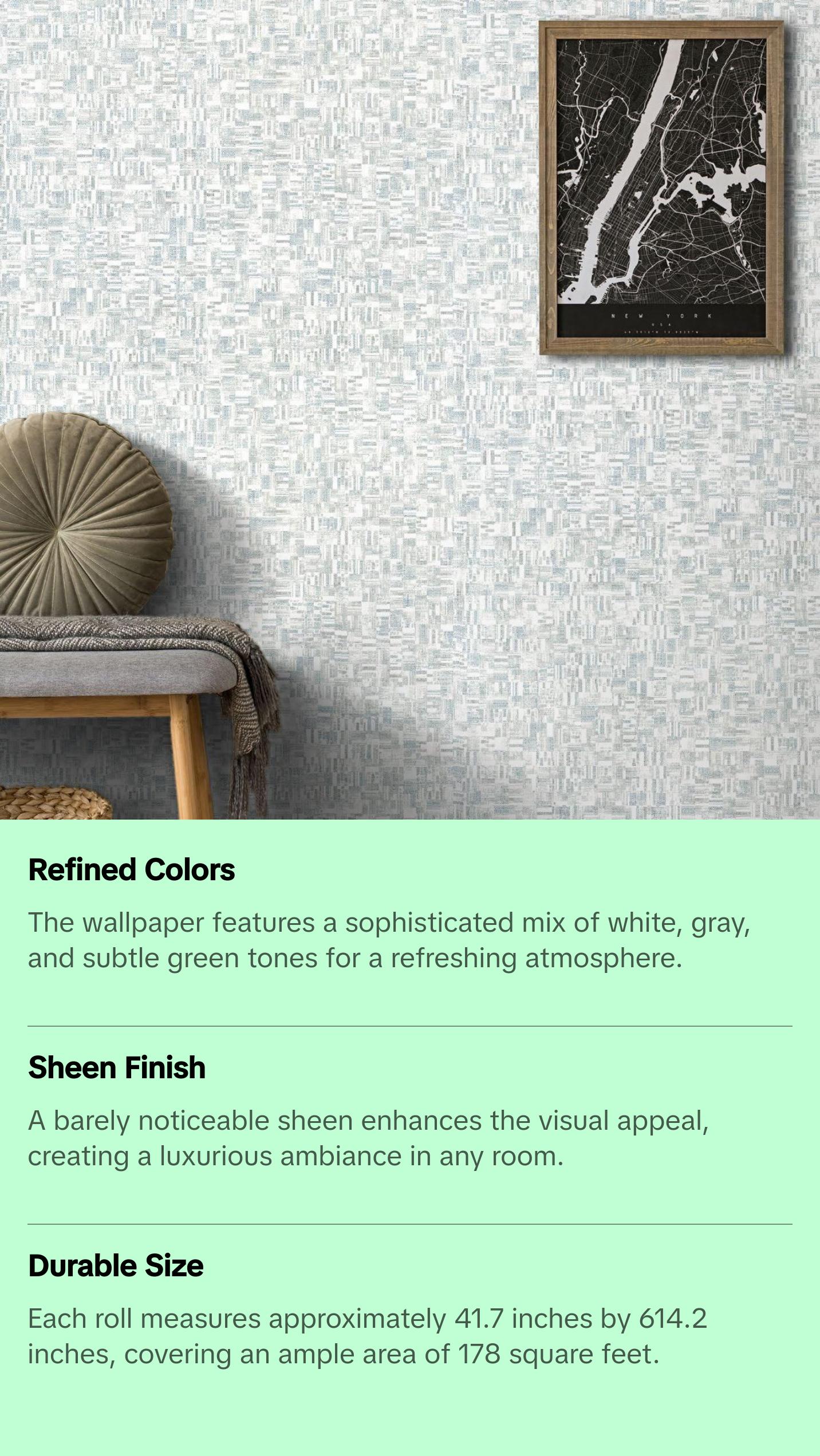 Maki Striped Harmony - White, Gray & Subtle Green Wallpaper
