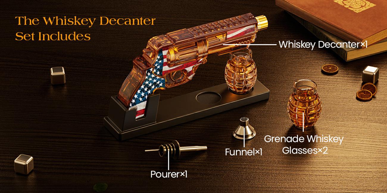 Gifts for Men Dad, Kollea Flag Whiskey Decanter Sets with Grenade Shot Glasses, Gifts Ideas for Brother, Holiday, Father, Husband, Boyfriend, Military Enthusiasts, Funny Anniversary Present Utensils Glassware Classic Decor Fathersdaygift