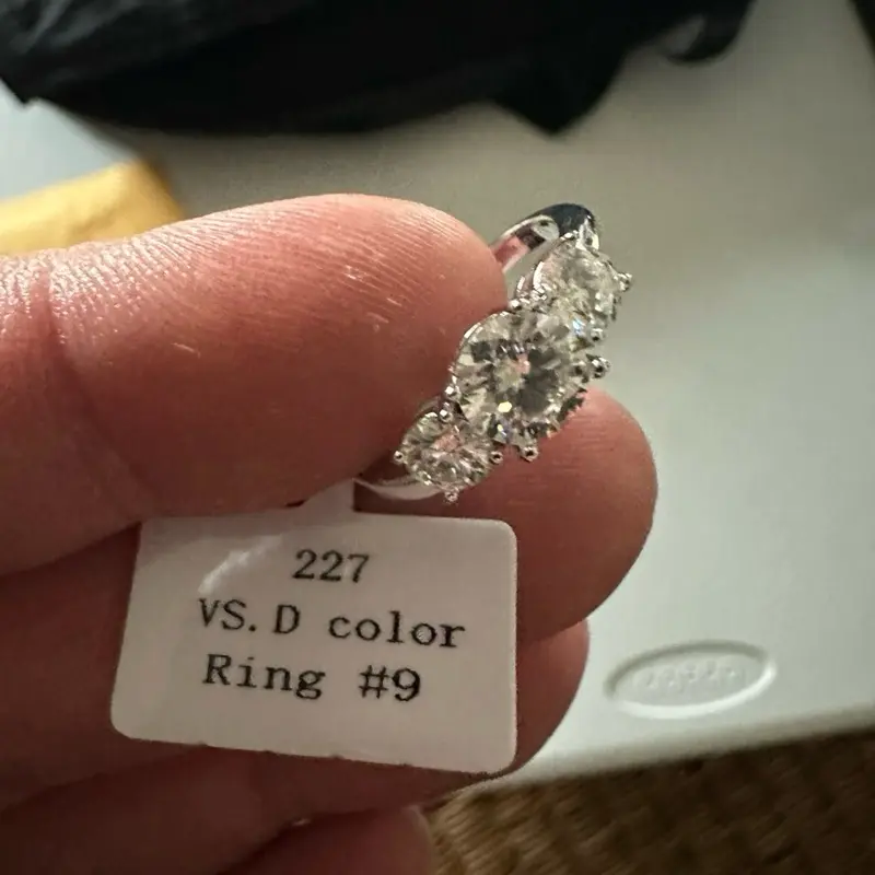 Women's 925 Sterling Silver Trinity Ring - 3-Stone Past Present Future Design with Moissanite, Gemstone Accent Ring, 3-Stone Set, Size 9, Trinity Rings, Gemstone Accent Rings