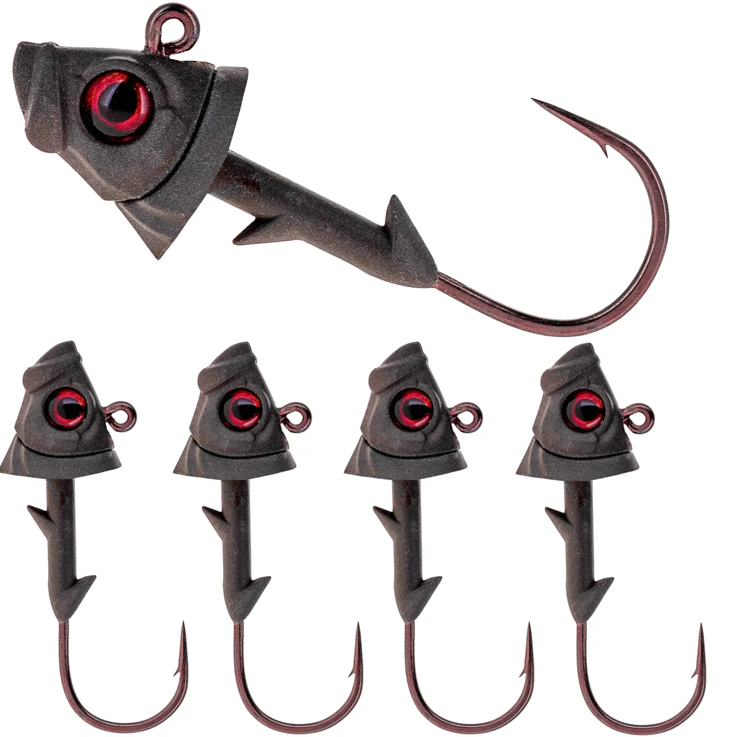 Reaction Tackle 97% Pure Tungsten Swimbait Jigs Fishing Lure Kit, 5-Pack with 3/0 Sharp Hooks, 1/4 oz & 3/8 oz Options, Bait-Keeper, Ultra-Sensitive, Realistic Fish Head for Attracting Bass & Walleye